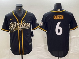 Pittsburgh Steelers #6 Patrick Queen Baseball Jersey Black