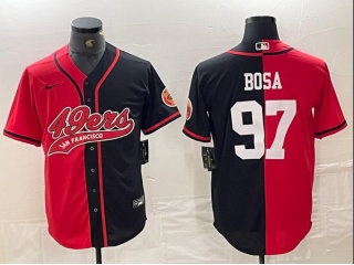 San Francisco 49ers #97 Nick Bosa Split Baseball Jersey Red/Black