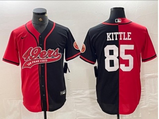 San Francisco 49ers #85 George Kittle Split Baseball Jersey Red/Black