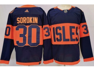 Adidas New York Islanders #30 Ilya Sorokin 2024 Stadium Jersey Navy Blue