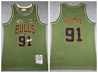 Chicago Bulls #91 Dennis Rodman Salute to Service Throwback Jersey Green