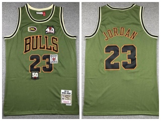 Chicago Bulls #23 Michael Jordan Salute to Service Throwback Jersey Green