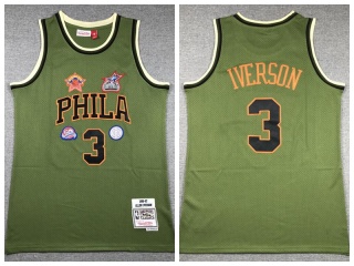 Philadelphia 76ers #3 Allen Iverson Salute to Service Throwback Jersey Green