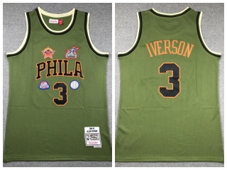 Philadelphia 76ers #3 Allen Iverson Salute to Service Throwback Jersey Green 