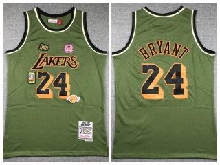 Los Angeles Lakers #24 Kobe Bryant Salute to Service Throwback Jersey Green