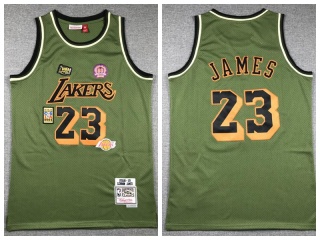 Los Angeles Lakers #23 Lebron James Salute to Service Throwback Jersey Green