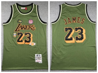 Los Angeles Lakers #23 Lebron James Salute to Service Throwback Jersey Green 