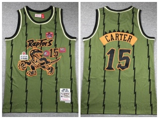 Toronto Raptors #15 Vince Carter Salute to Service Throwback Jersey Green