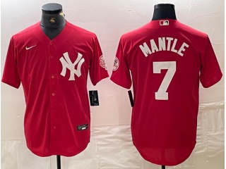 New York Yankees #7 Mickey Mantle Fashion Baseball Jersey Red