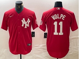 New York Yankee #11 Anthony Volpe Fashion Baseball Jersey Red