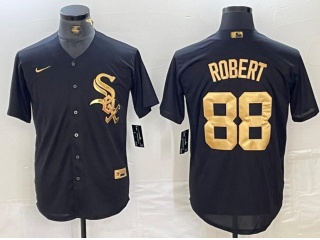 Chicago White Sox #88 Luis Robert Cool Base Jersey Black Golden