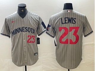 Minnesota Twins #23 Cory Lewis Cool Base Jersey Grey Pinstripes