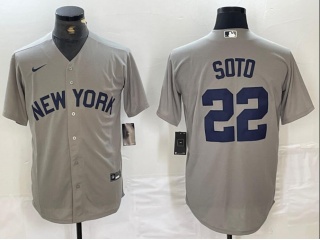 New York Yankees #22 Juan Soto Field Of Dreams Cool Base Jersey Grey