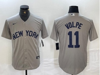 New York Yankee #11 Anthony Volpe Field Of Dreams Cool Base Jersey Grey