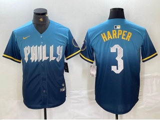 Philadelphia Phillies #3 Bryce Harper 2024 All Star Cool Base Jersey Blue