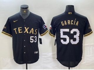 Texas Rangers #53 Adolis García Cool Base Jersey Black Golden