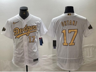 Los Angeles Dodgers #17 Shohei Ohtani Gold Program Flexbase Jersey White