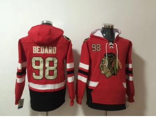Chicago Blackhawks #98 Connor Bedard with Pockets Hoodie Red