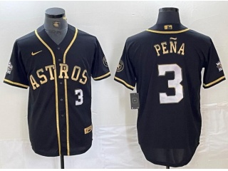 Houston Astros #3 Jeremy Pena with Number on Front Cool Base Jersey Black/Golden