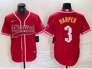 Philadelphia Phillies #3 Bryce Harper Fashion Cool Base Jersey Red