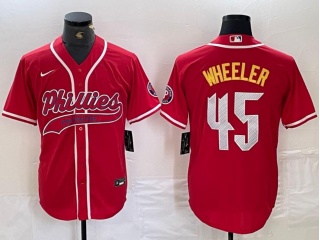 Philadelphia Phillies #45 Zack Wheeler Fashion Cool Base Jersey Red