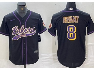 Los Angeles Lakers #8 Kobe Bryant Baseball Jersey Black