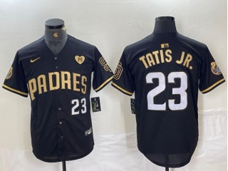 San Diego Padres #23 Fernando Tatis Jr with PS Patch Cool Base Jersey Black Golden