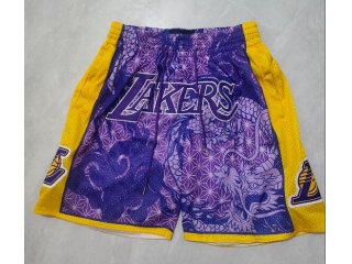 Los Angeles Lakers Dragon Year Mitchell Ness Short Purple