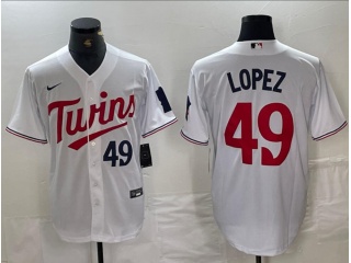 Minnesota Twins #49 Pablo López with Number on Front Cool Base Jersey White