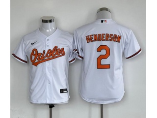 Youth Baltimore Orioles #2 Gunnar Henderson Jersey White