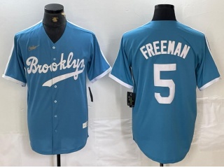 Los Angeles Dodgers #5 Freddie Freeman Cooperstown Collection Jersey Light Blue