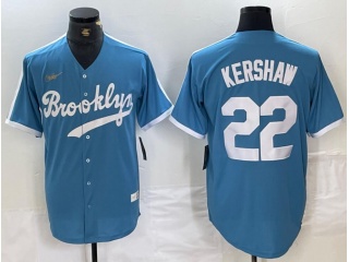 Los Angeles Dodgers #22 Clayton Kershaw Cooperstown Collection Jersey Light Blue