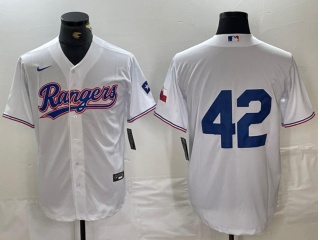 Texas Rangers #42 Cool Base Jersey White