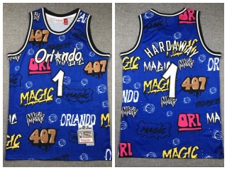 Orlando Magic #1 Penny Hardaway Graffiti Jersey Blue