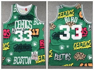 Boston Celtics #33 Larry Bird Graffiti Jersey Green