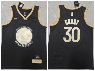 Golden State Warriors #30 Stephen Curry 2024 Jersey Black Golden
