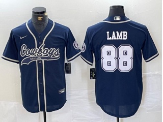 Dallas Cowboys #88 CeeDee Lamb Baseball Jersey Navy Blue