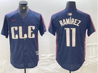 Cleveland Guardians #11 Jose Ramirez City Connect Cool Base Jersey Navy Blue