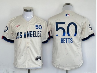 Youth Los Angeles Dodgers #50 Mookie Betts City Connect Limited Players Jersey White