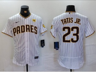 San Diego Padres #23 Fernando Tatis Jr with PS Patach Flexbase Jersey White Pinstripes