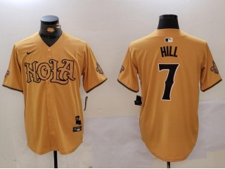 Nola x New Orleans Saints #7 Josh Hill Baseball Jersey Yellow