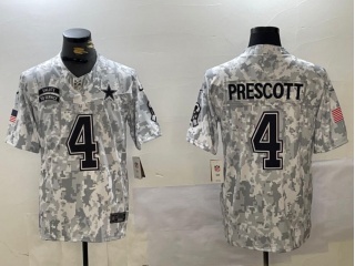 Dallas Cowboys #4 Dak Prescott 2024 Salute to Service Limited Jersey Arctic Camo
