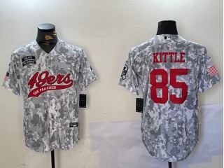 San Francisco 49ers #85 George Kittle Salute to Service Baseball Jersey Arctic Camo