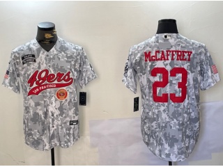 San Francisco 49ers #23 Christian Mccaffrey Salute to Service Baseball Jersey Arctic Camo