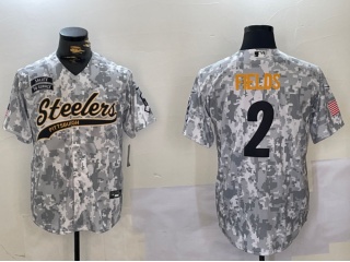 Pittsburgh Steelers #2 Justin Fields Salute to Service Baseball Jersey Arctic Camo