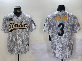 Pittsburgh Steelers #3 Russell Wilson Salute to Service Baseball Jersey Arctic Camo