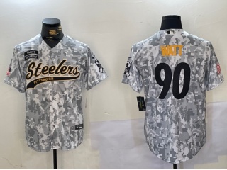 Pittsburgh Steelers #90 T.J. Watt Salute to Service Baseball Jersey Arctic Camo