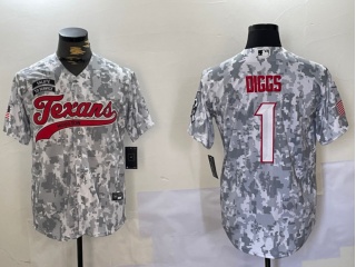 Houston Texans #1 Stefon Diggs Salute to Service Baseball Jersey Arctic Camo