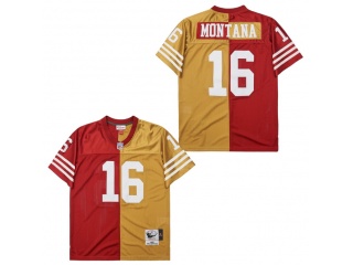San Francisco 49ers #16 Joe Montana Throwback Jersey Red/Yellow