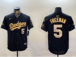Los Angeles Dodgers #50 Mookie Betts with 2024 Champions Patch and 34 Black Patch Players Limited Jersey Black Golden